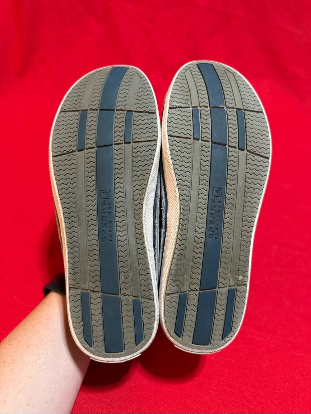 Sperry Two-Tone Gray and Beige Canvas Boat Shoes